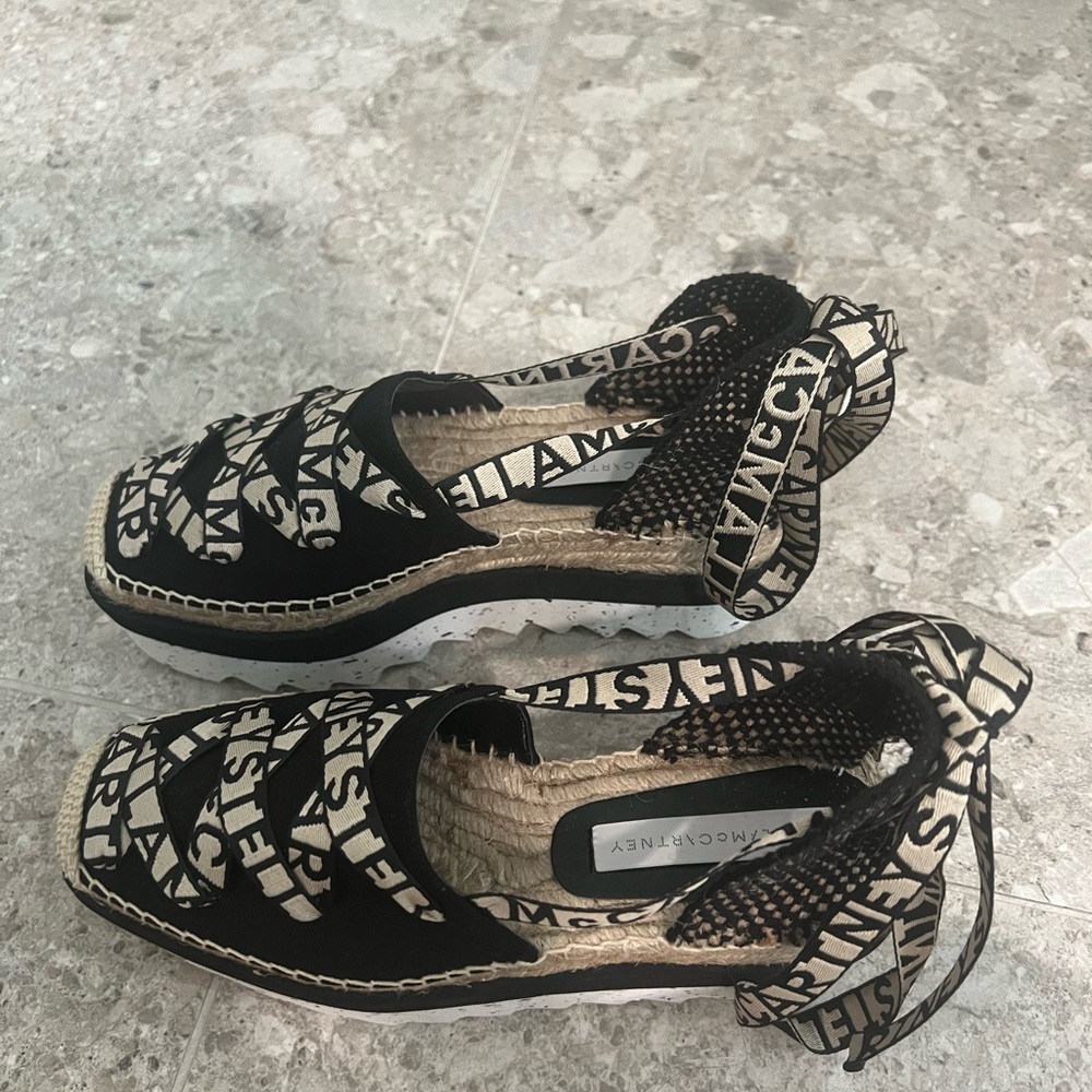 Black and Cream Stella McCartney Designer Espadrilles - Picture 3 of 6